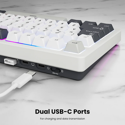 TFT Screen White Rechargeable Mechanical Keyboard RGB Backlit