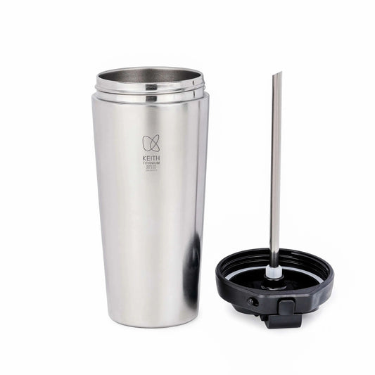 600ml Titanium Vacuum Thermos Cup Insulated Travel Mug Straw