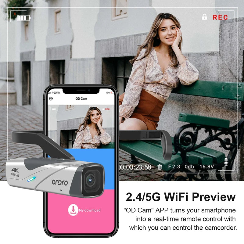 4K Wearable Camera with 60fps and Gimbal Stabilization