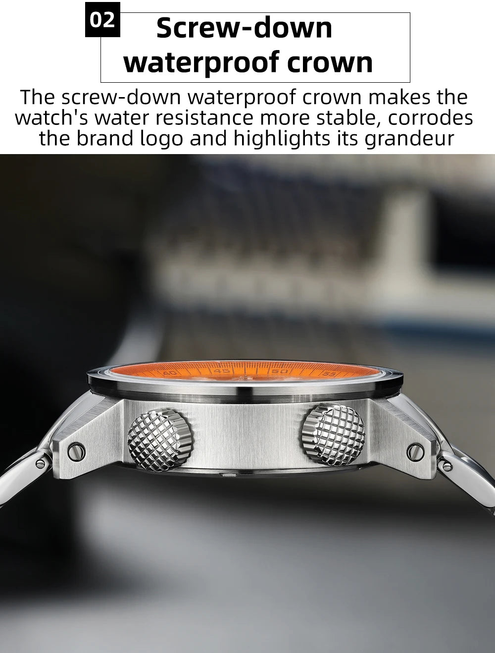 42mm Diver Watch Automatic Mechanical 20Bar Luminous Orange