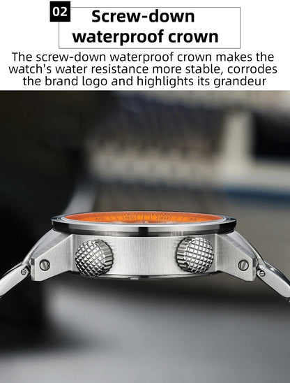 42mm Diver Watch Automatic Mechanical 20Bar Luminous Orange