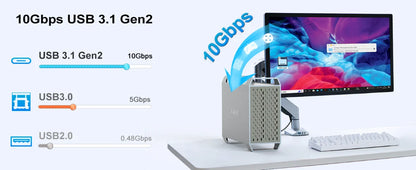 High-Speed 10Gbps Dual Bay External HDD RAID Box