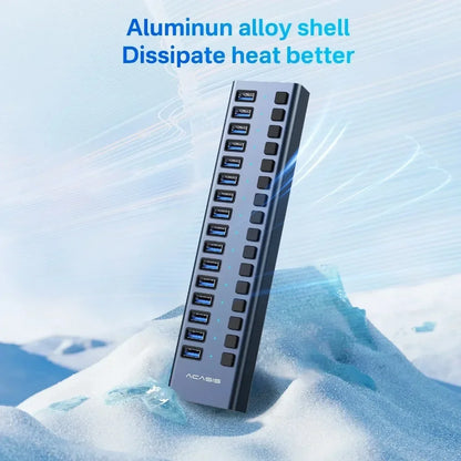Aluminium 16 Port USB Hub High Speed Data Charging