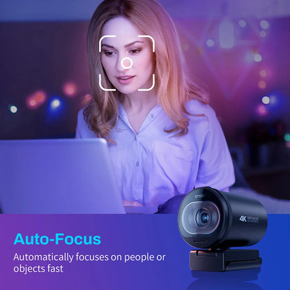 4K USB Webcam with Autofocus and Dual Microphones