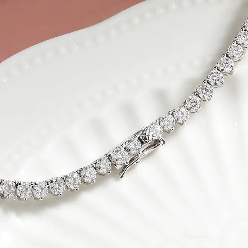 38cm Sterling Silver Moissanite Tennis Necklace for Women