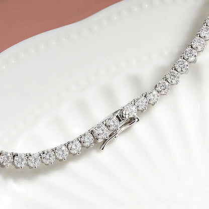 38cm Sterling Silver Moissanite Tennis Necklace for Women