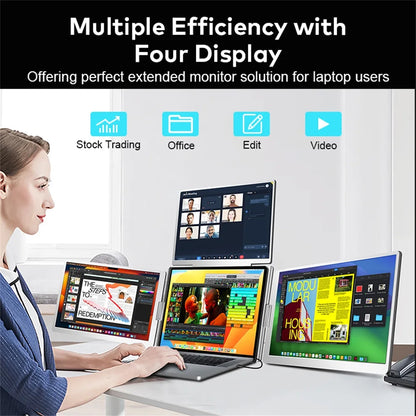 14" Triple Screen Backlit Secondary Display with USB-C