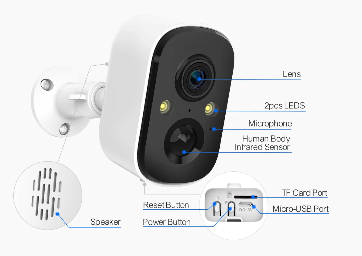 3MP Wireless Solar Security Camera with 64GB Storage