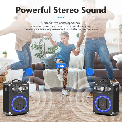 Portable Bluetooth Karaoke Speaker with 3 Microphones Party System