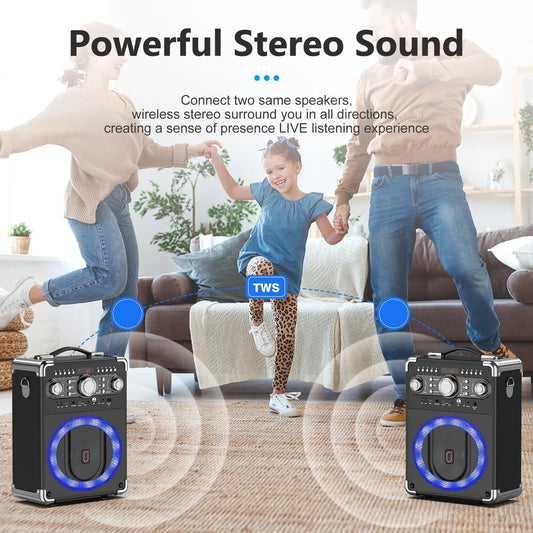 Portable Bluetooth Karaoke Speaker with 3 Microphones Party System
