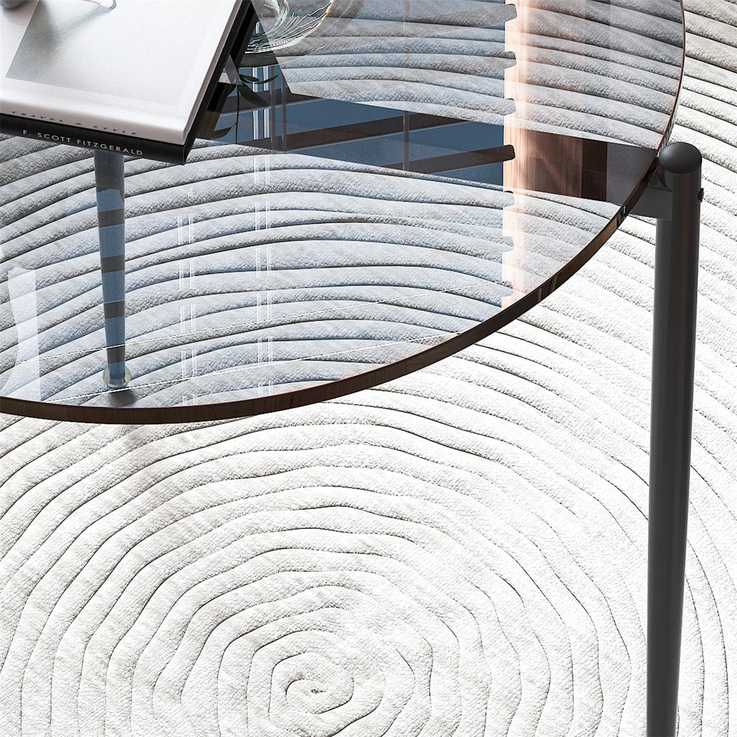 Round Tempered Glass Side Table with Sleek Metal Legs