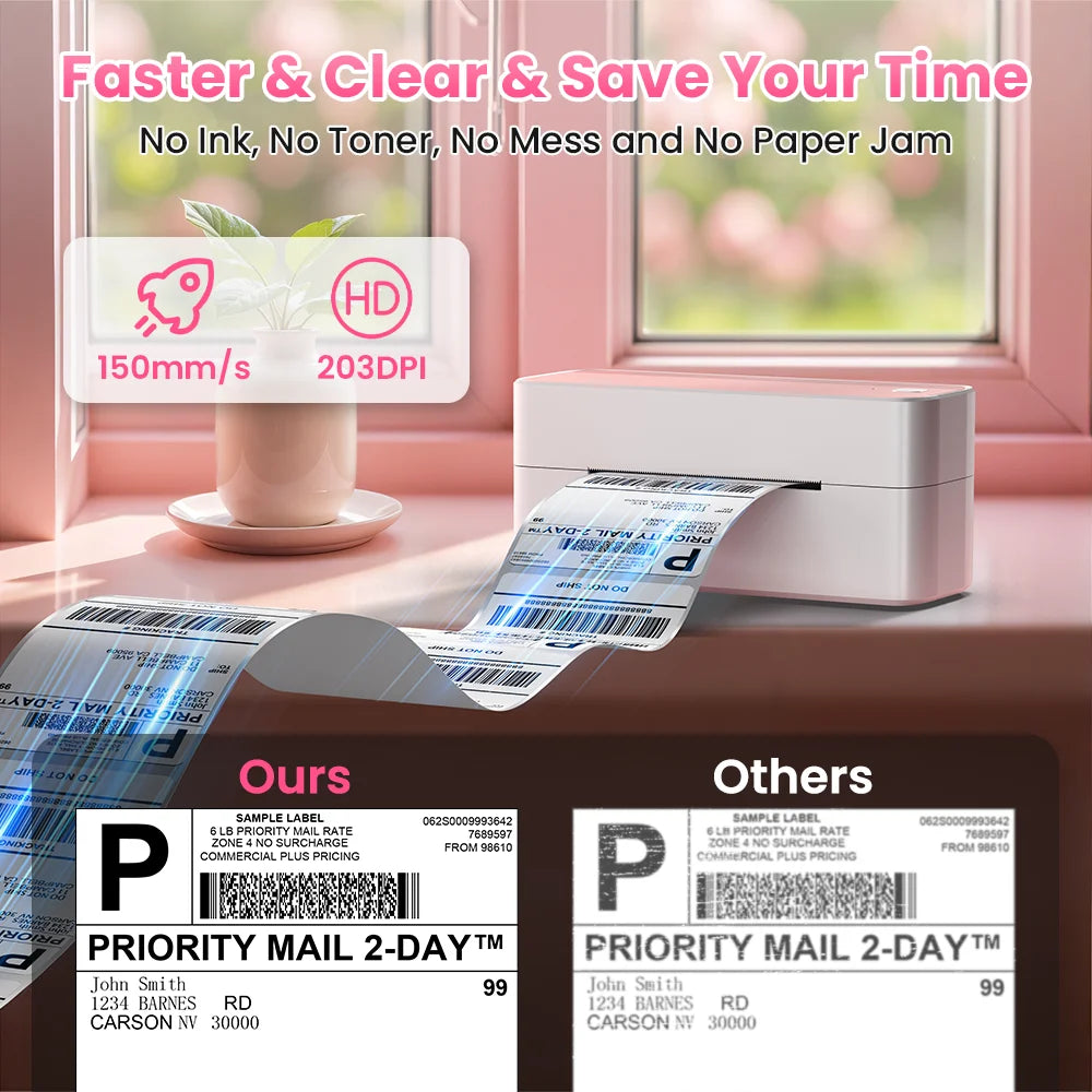 Compact Black Bluetooth Thermal Label Printer for Small Business