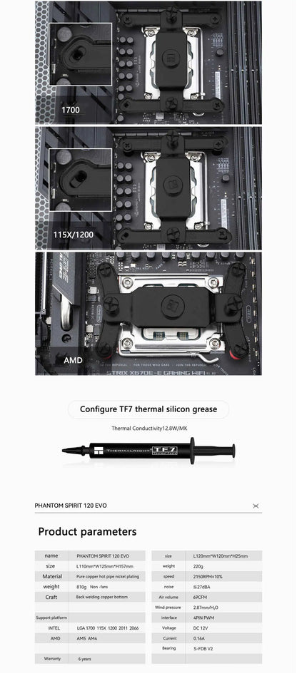 White 120mm Dual Tower CPU Cooler with 7 Heat Pipes