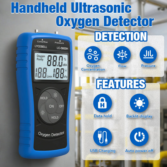 Portable Ultrasonic Oxygen Meter O2 Flow & Pressure
