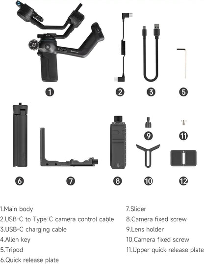 3.5kg Camera Gimbal Stabilizer with AI Tracking