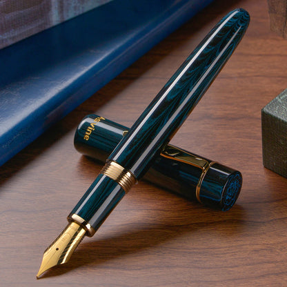 Blue Ebonite Fountain Pen Stub 1.1 Nib