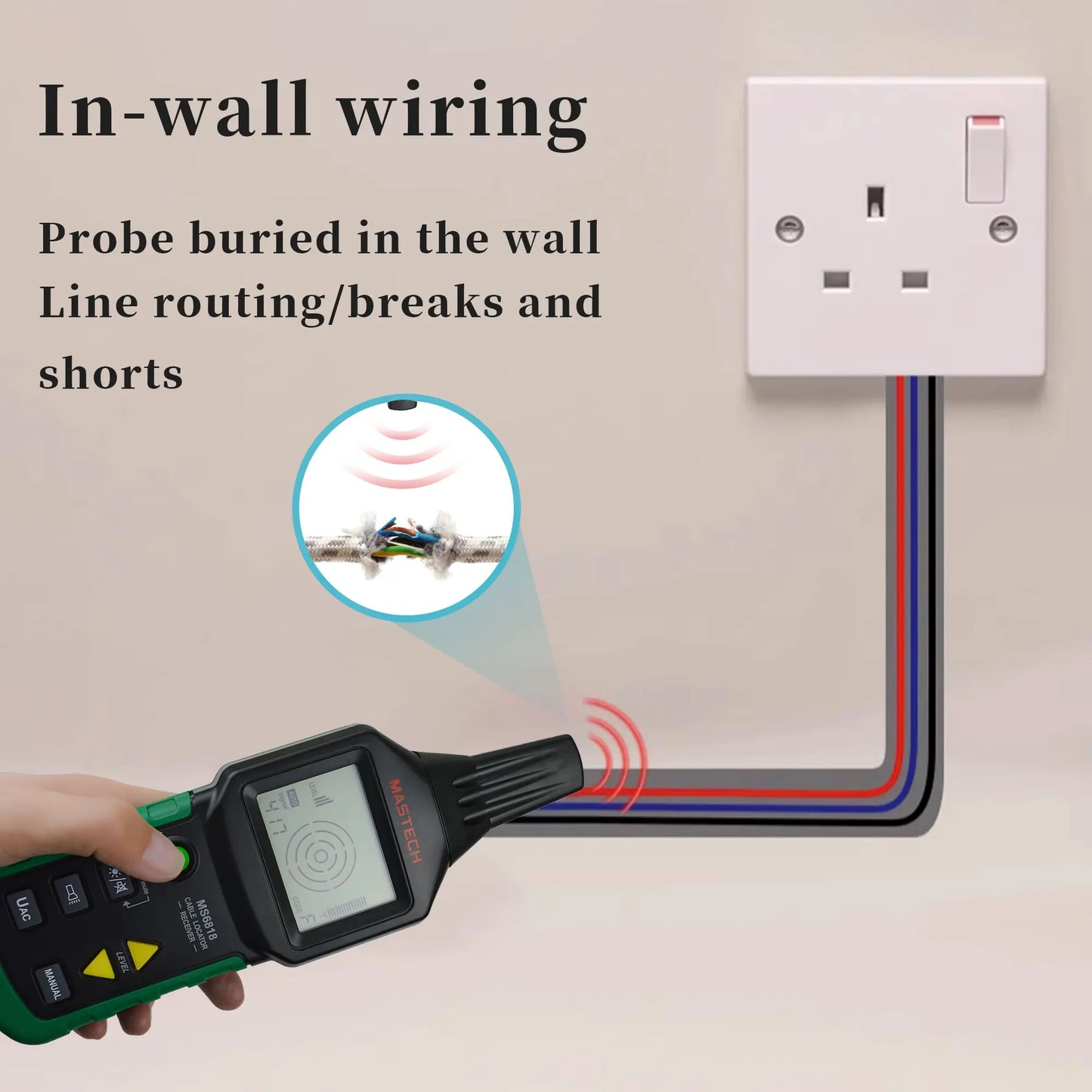 Portable Wire & Cable Tracker with Metal Pipe Locator