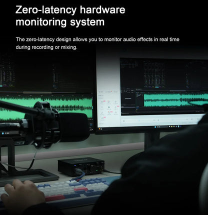 Black Portable Sound Card for Live Streaming & Podcasting