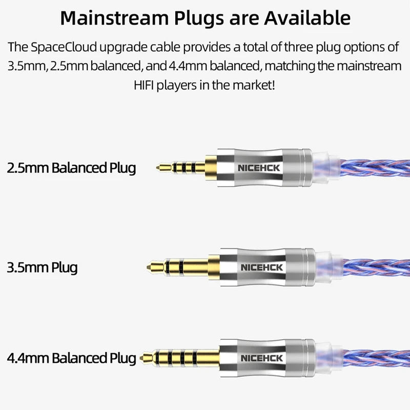 6N Litz Silver Plated OCC Earphone Cable 4.4mm 2Pin