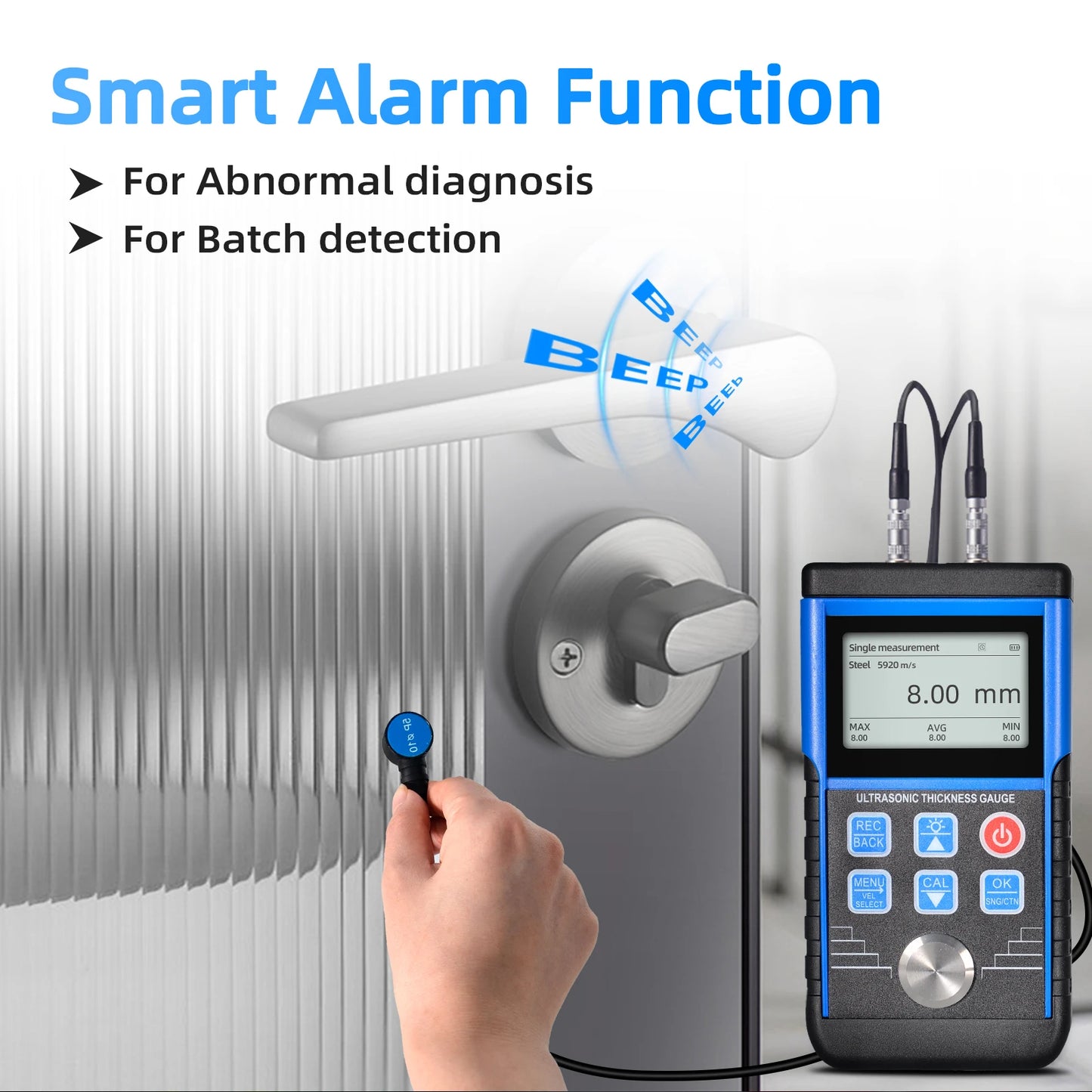 Digital Ultrasonic Thickness Gauge 1-350mm Metal Thickness Tester