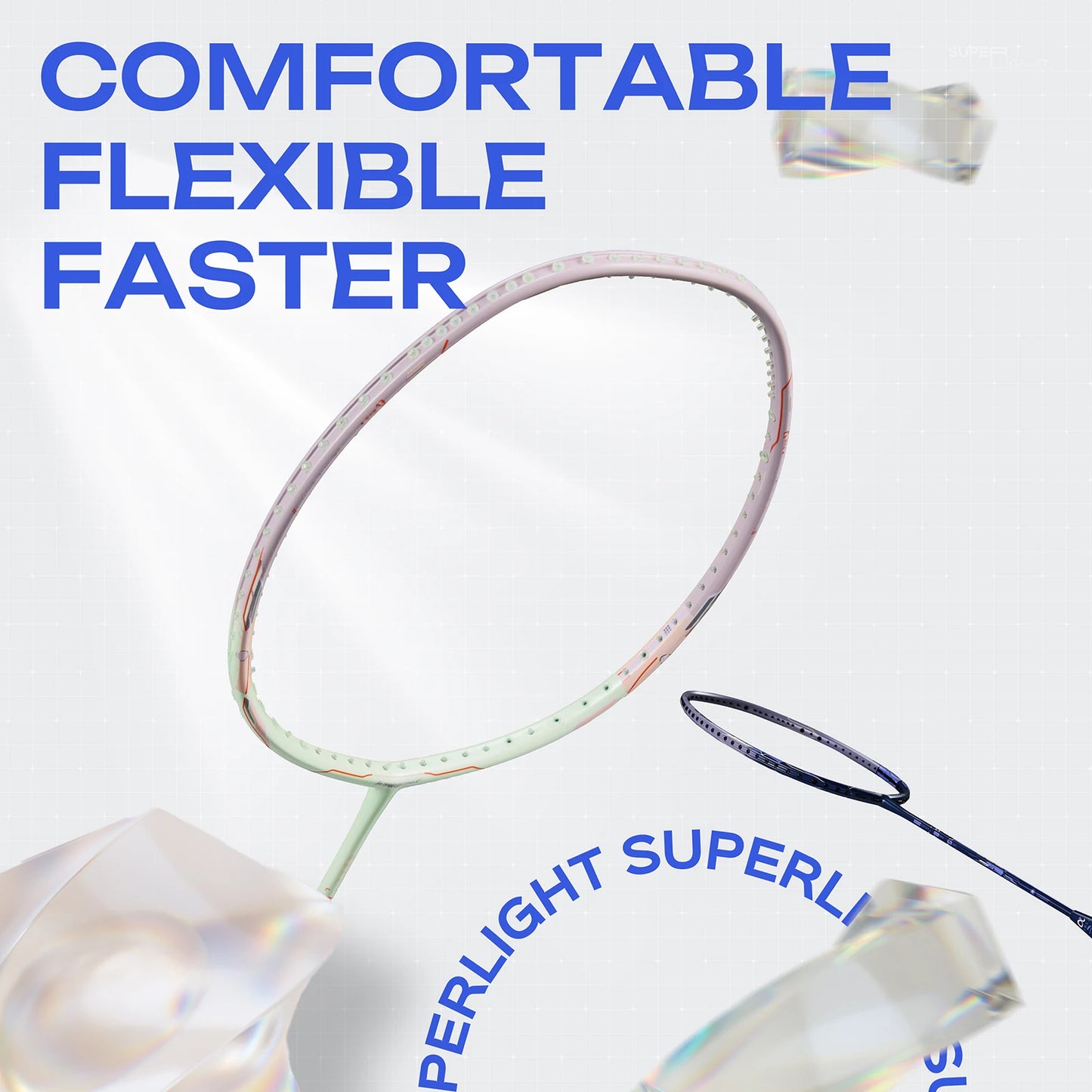 Ultra Light 6U Carbon Badminton Racket 27LBS White