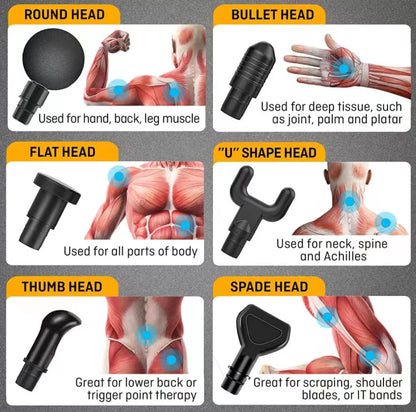 Silver Handheld Massage Gun with Multiple Speed Settings
