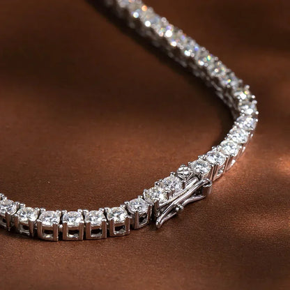 Sparkling Moissanite Tennis Necklace 15in Sterling Silver