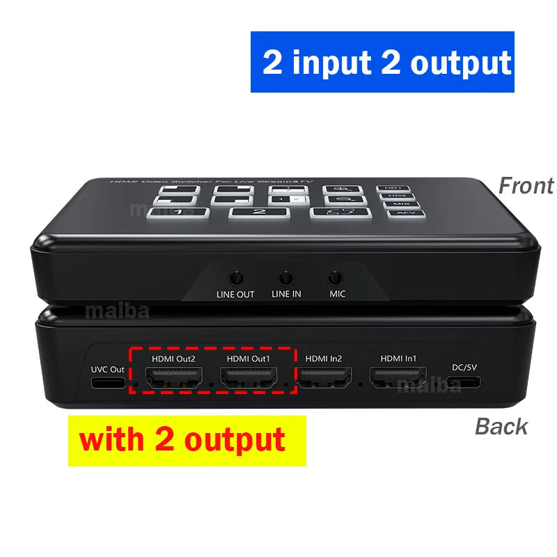 1080p HDMI Video Mixer 2 Input 2 Output USB-C Recording