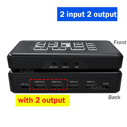 1080p HDMI Video Mixer 2 Input 2 Output USB-C Recording