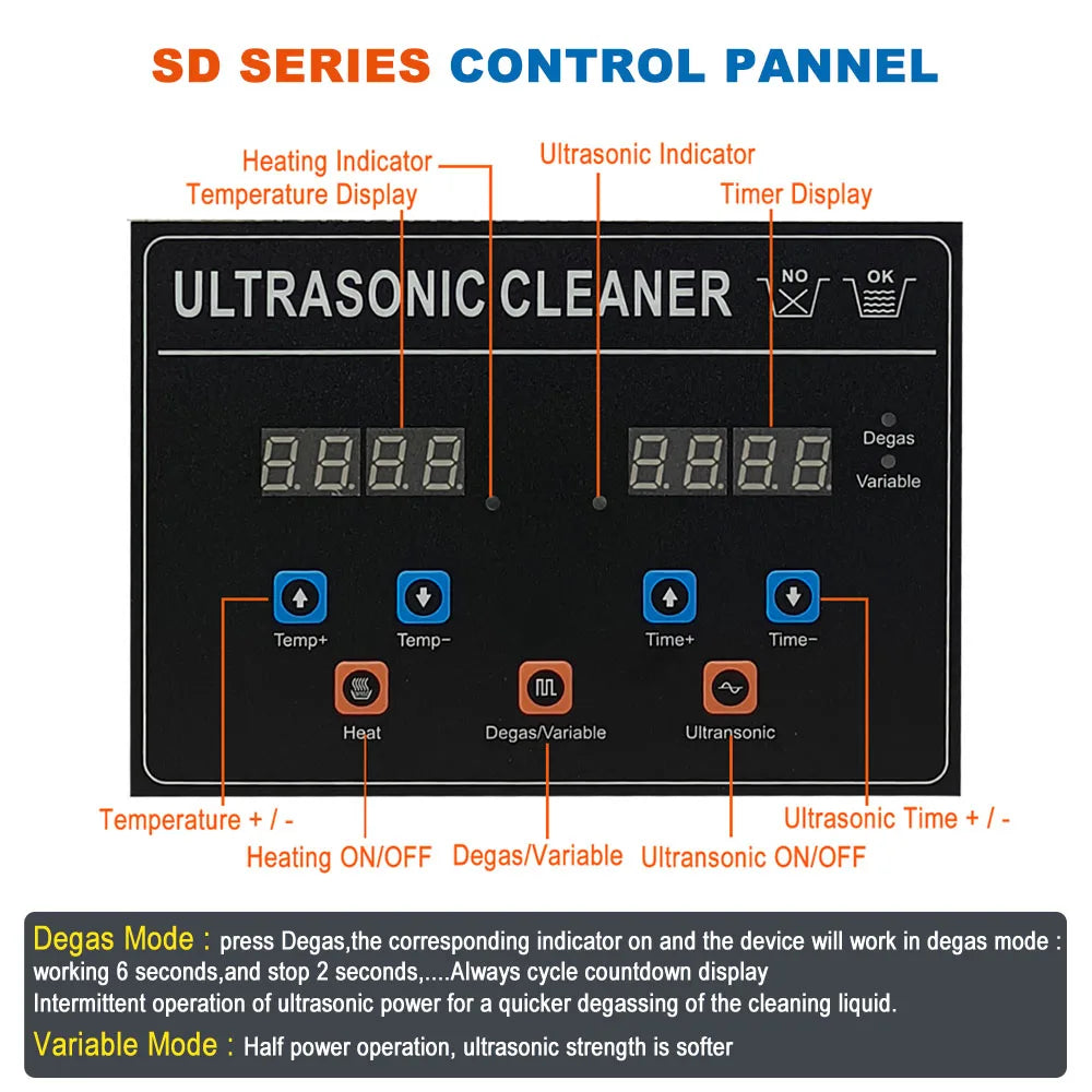 6.5L Ultrasonic Cleaning Machine 180W with Timer & Heater