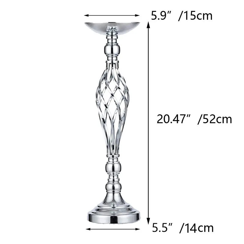10-Piece Silver Flower Stand 52cm Wedding Centerpiece