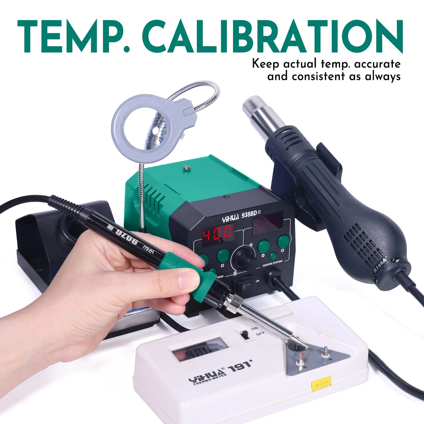 740W Hot Air Rework Soldering Station with LED Lamp