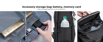 Gray 25L Camera Laptop Backpack for DSLR & Mirrorless