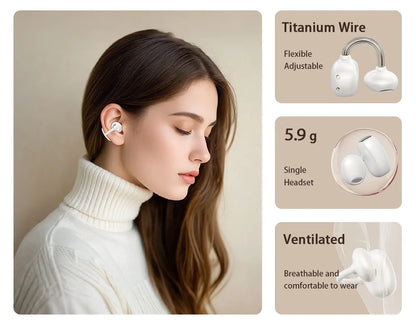 Clip On Wireless Earphones Noise Cancelling Stereo Black