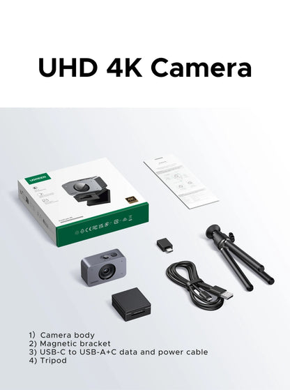 4K Auto Focus Webcam with AI Noise Reduction Microphone