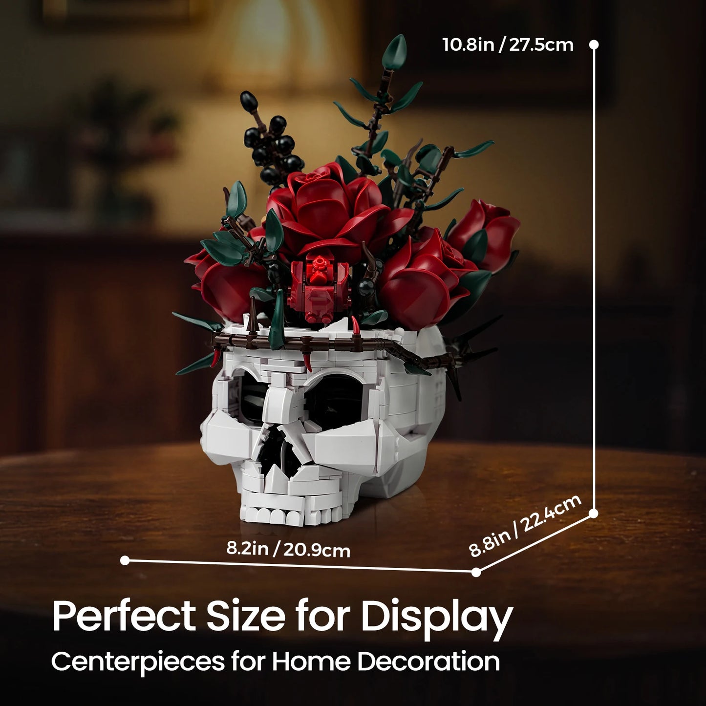 Skeleton Flower Pot Brick Kit Horror Gothic Home Display