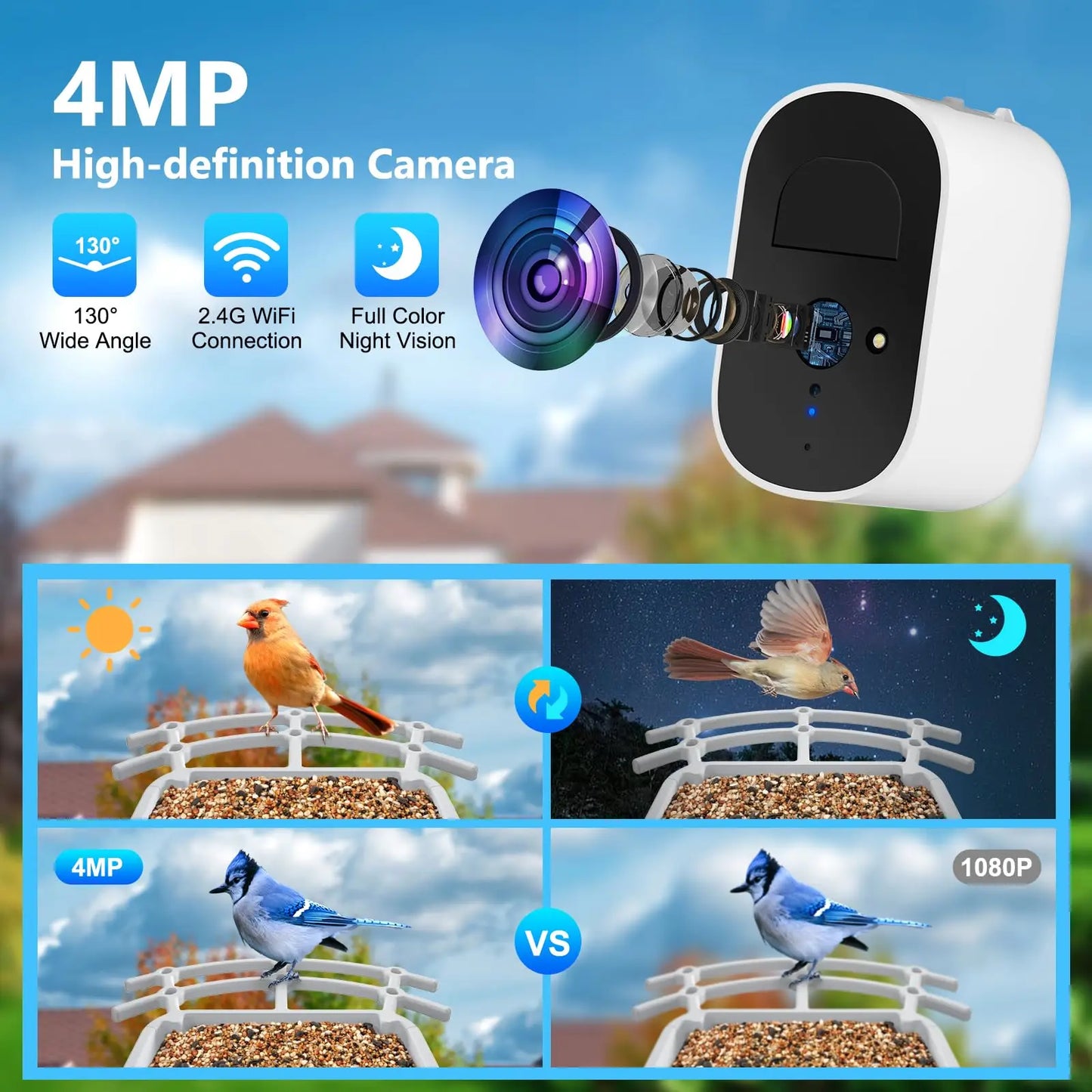 Solar Wi-Fi Bird Feeder with Night Vision IP66