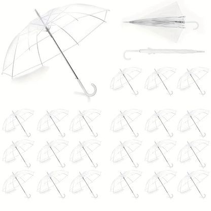Bulk 20 Clear Party Umbrellas with J Hook Handles