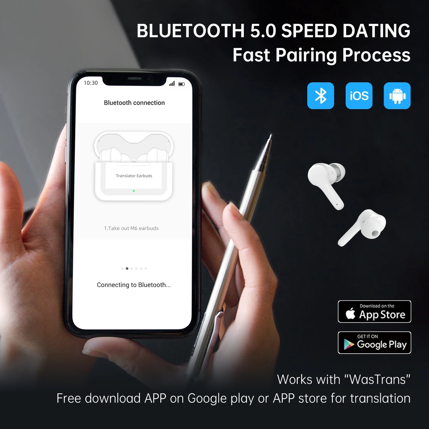 Smart Translator Earbuds Real-Time Voice 144 Languages