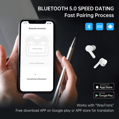 Wireless Translator Earbuds Real-Time Voice with Offline Pack