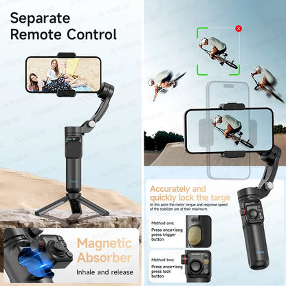 Foldable Anti Shake Smartphone Gimbal with Microphone