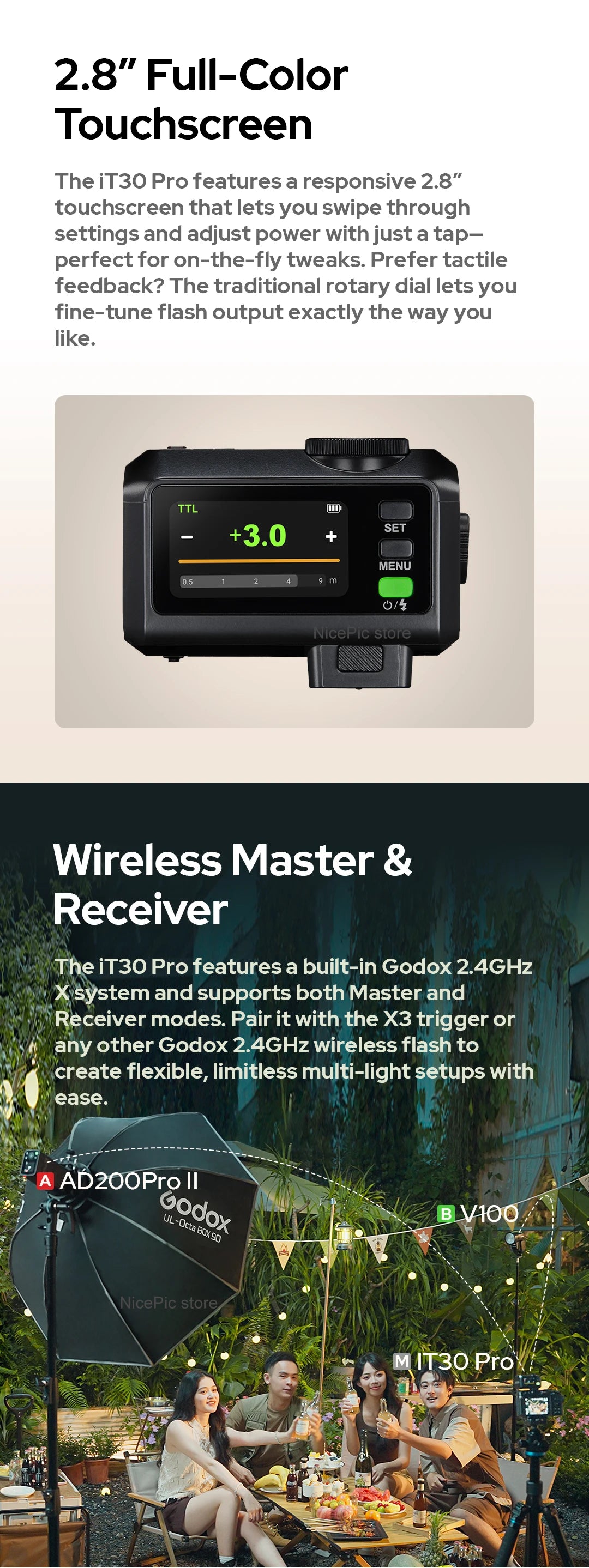Portable Silver Wireless Camera Flash TTL HSS for Fuji