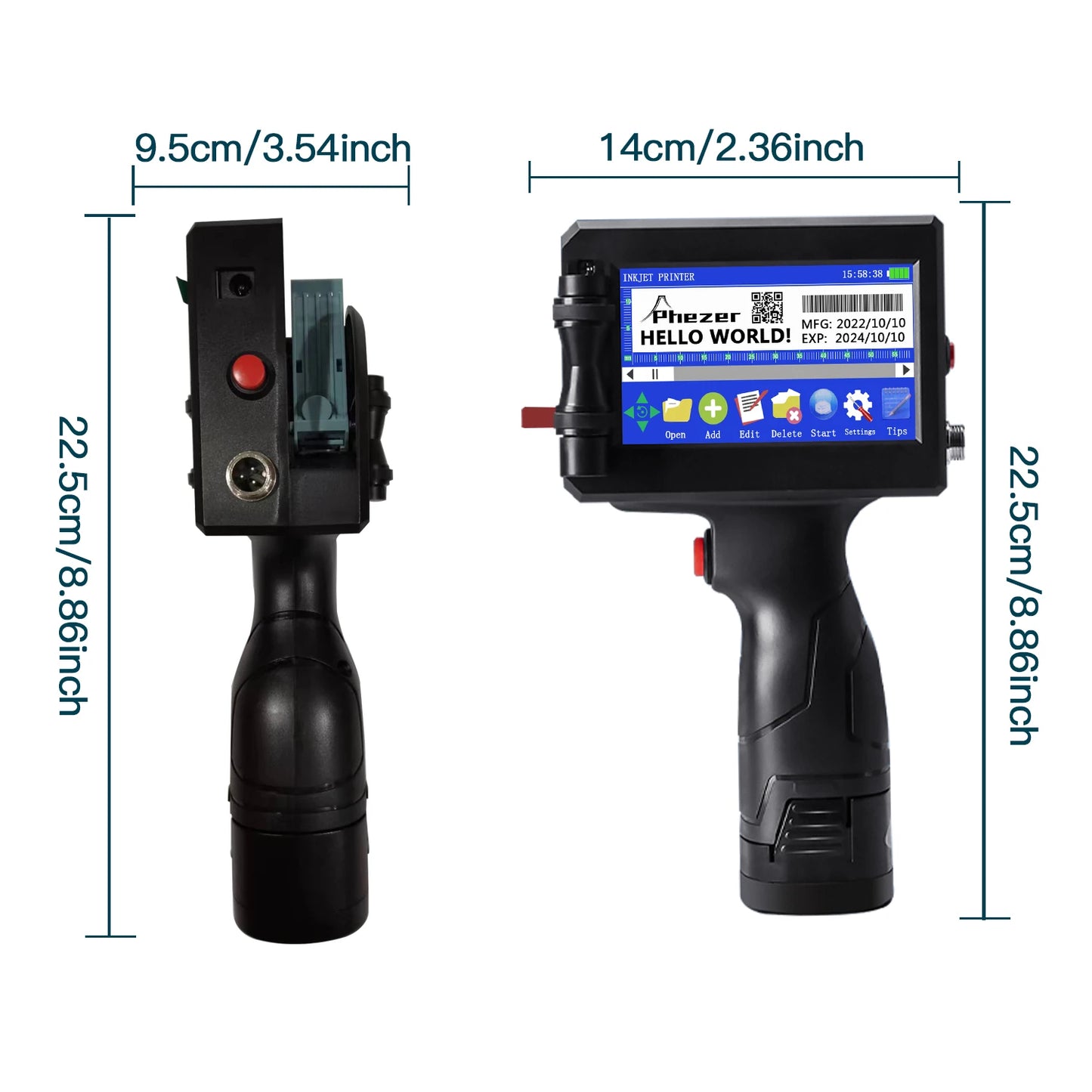 Handheld Inkjet Printer 12.7mm Date Code QR Logo Printing