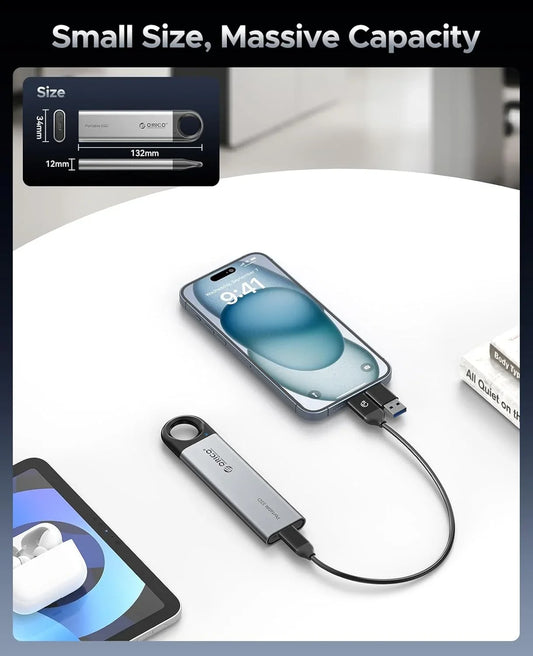 ORICO Portable 512GB External SSD with 20Gbps USB-C Connection