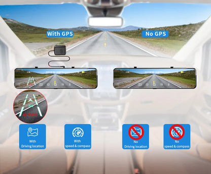 12 Inch 4K Dual Camera Rear View Mirror Dash Cam