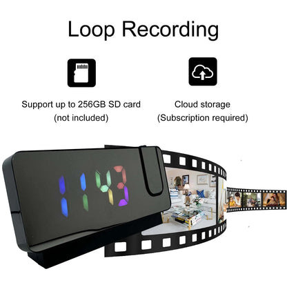4K Indoor Security Camera Clock 64GB Motion Detection