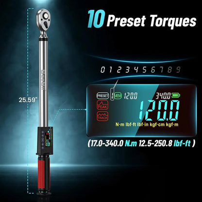 Cordless Digital Torque Wrench 340Nm 1/2 Drive for Cars