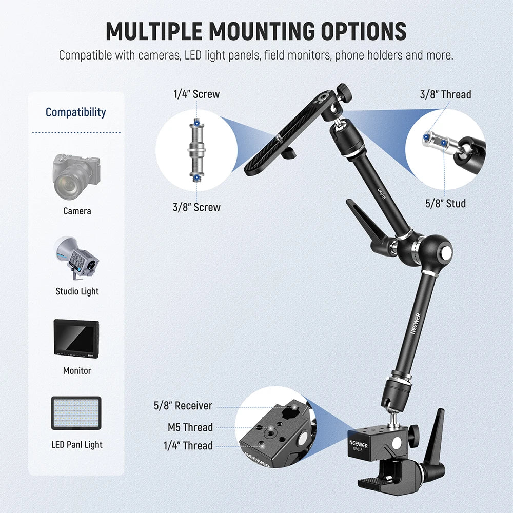 21 Inch Adjustable Magic Arm with Super Clamp for Cameras