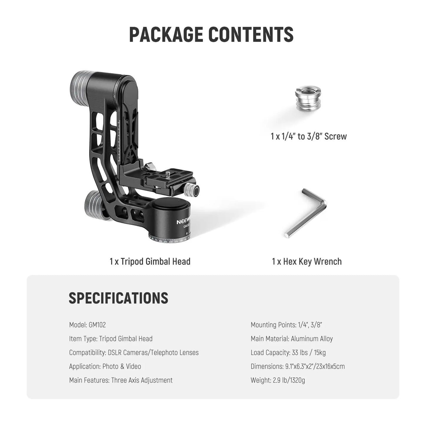 360 Panoramic Gimbal Head for Tripod & Monopod