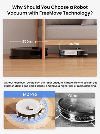 Black Robot Vacuum and Mop 6000Pa Smart Mapping Cleaner